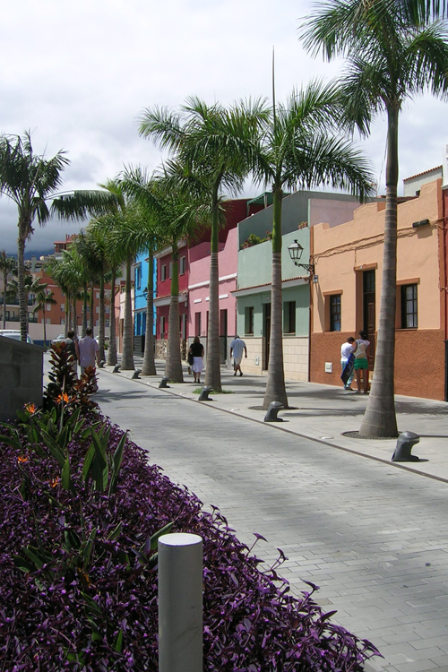 Vista de la calle Mequinez en primer plano jardinera